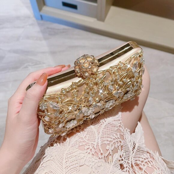 Rhinestone Evening Bag Sparkly Womens Crystal Purse Party Wedding Cocktail Prom - Picture 5 of 8